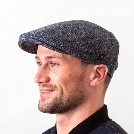 Голубая гладкая кепка Hatman of Ireland Dubliner в ёлочку