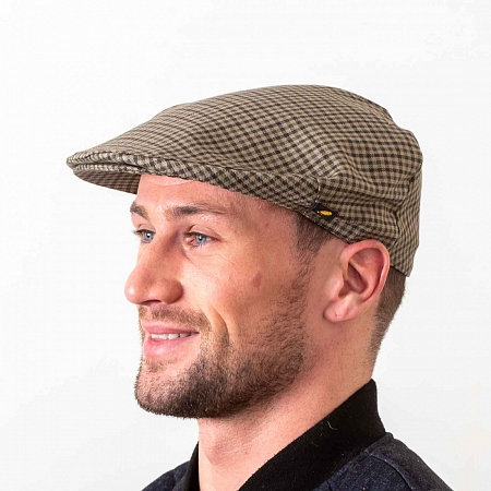 Бежевая гладкая кепка Hatman of Ireland Terylene в клетку