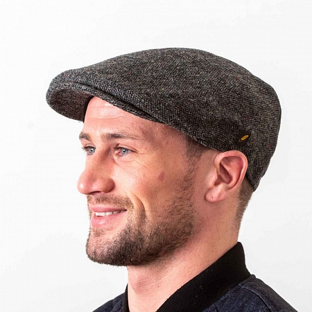Тёмно-серая гладкая кепка Hatman of Ireland Dubliner соль и перец