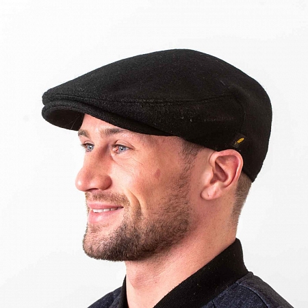 Черная гладкая кепка Hatman of Ireland Dubliner в ёлочку