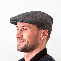 Картинка Серая гладкая кепка Hatman of Ireland Terylene в клетку