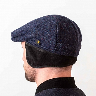 4Картинка Тёмно-синяя гладкая кепка Hatman of Ireland с ушами