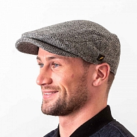 Картинка Светло-серая гладкая кепка Hatman of Ireland The Irelander в ёлочку