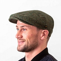 Картинка Тёмно-зелёная гладкая кепка Hatman of Ireland Dubliner в ёлочку