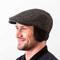 Тёмно-серая гладкая кепка Hatman of Ireland с ушами